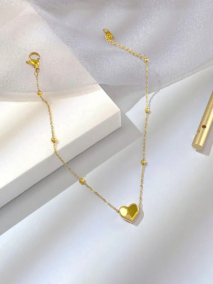 Yellow Chimes Anklets for Women GoldPlated Layered Love Heart Chain Anklet For Women and Girls Yellow Chimes Necklaces