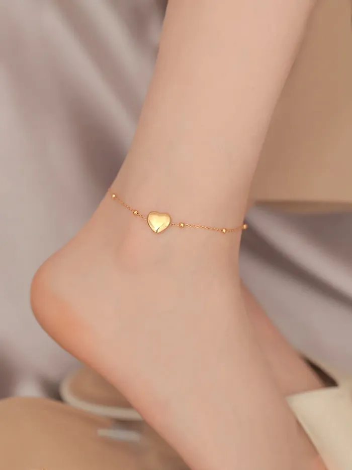 Yellow Chimes Anklets for Women GoldPlated Layered Love Heart Chain Anklet For Women and Girls Yellow Chimes Necklaces