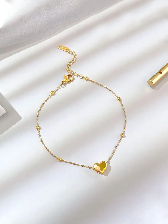 Yellow Chimes Anklets for Women GoldPlated Layered Love Heart Chain Anklet For Women and Girls Yellow Chimes Necklaces