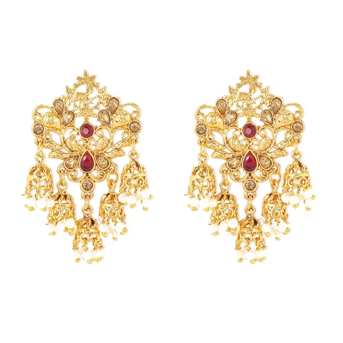 Yellow Chimes Antique Multicolour Copper Gold Plated Traditional Peacock Designer Dangle Earrings Women and Girls Yellow Chimes Earrings Yellow Chimes Antique Multicolour Copper Gold Plated Traditional Peacock Designer Dangle Earrings Women and Girls Yellow Chimes Earrings