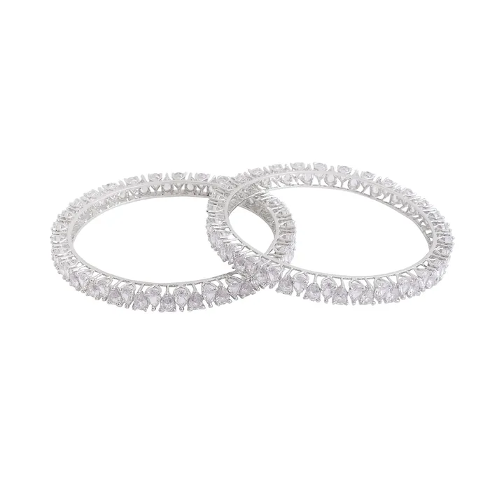 Yellow Chimes Bangles for Women and Girls American Diamond Bangles for women Silver Tone White AD Studded Bangles for girls Birthday Gift For girls and women Anniversary Gift for Wife Yellow Chimes Earrings