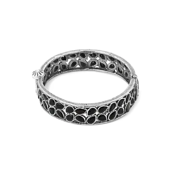 Yellow Chimes Bangles for Women and Girls Traditional Silver Oxidised Bangles Silver Bangles for Girls Black Stone BangleBirthday Gift For girls and women Anniversary Gift for Wife Yellow Chimes Earrings