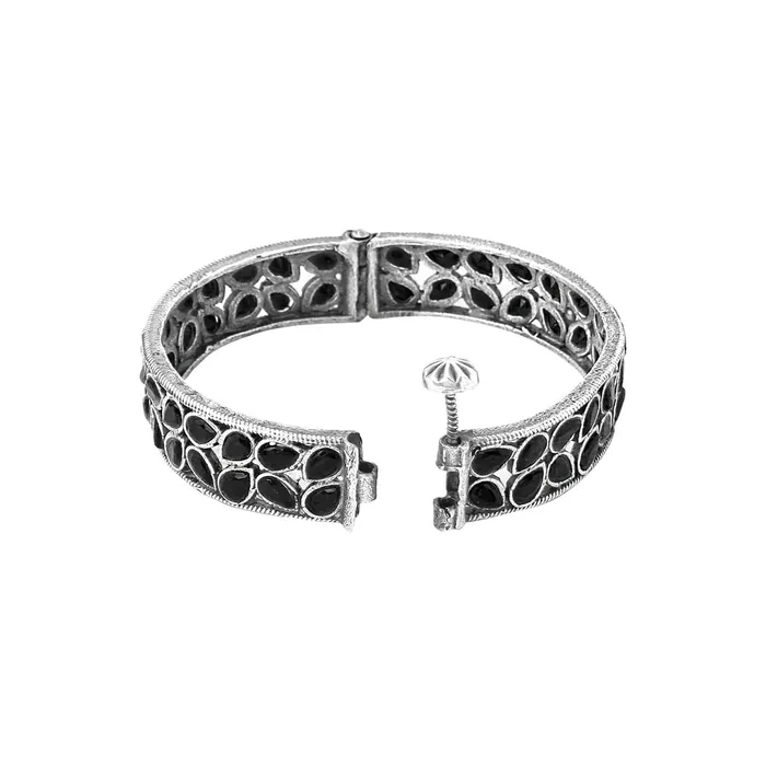 Yellow Chimes Bangles for Women and Girls Traditional Silver Oxidised Bangles Silver Bangles for Girls Black Stone BangleBirthday Gift For girls and women Anniversary Gift for Wife Yellow Chimes Earrings