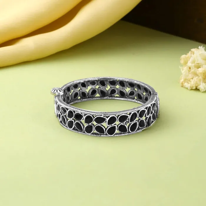 Yellow Chimes Bangles for Women and Girls Traditional Silver Oxidised Bangles Silver Bangles for Girls Black Stone BangleBirthday Gift For girls and women Anniversary Gift for Wife Yellow Chimes Earrings