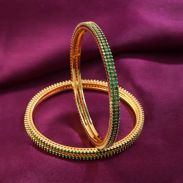 Yellow Chimes Bangles for Women Girls Traditional American Diamond Bangles for women Gold Tone Green AD Stone Bangles for girls Birthday Gift For girls women Anniversary Gift for Wife Yellow Chimes Necklaces
