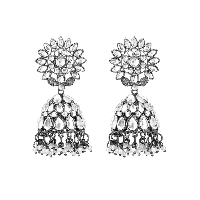 Yellow Chimes Black Gun Plated Studded Stones Flower Design Traditional Jhumka Earrings for Women And Girls Medium Model Number YCTJER87STLFJHWH Yellow Chimes Earrings Yellow Chimes Black Gun Plated Studded Stones Flower Design Traditional Jhumka Earrings for Women And Girls Medium Model Number YCTJER87STLFJHWH Yellow Chimes Earrings