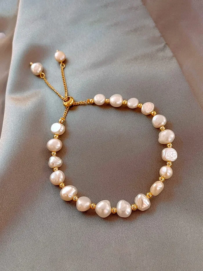 Yellow Chimes Bracelet For Women Gold Toned Pearl Beaded Adjustable Bracelet For Women and Girls Yellow Chimes Necklaces