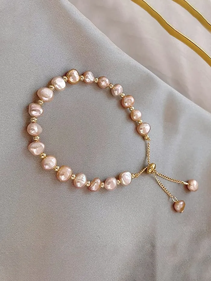 Yellow Chimes Bracelet For Women Gold Toned Pearl Beaded Adjustable Bracelet For Women and Girls Yellow Chimes Necklaces