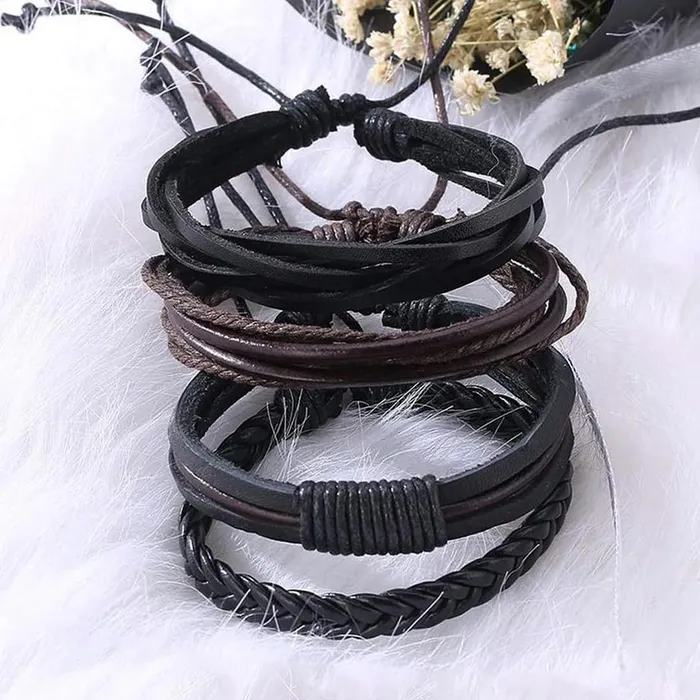 Yellow Chimes Bracelets for Men and Boys Combo of Black Multilayered Leather Bracelet Birthday Gift for Men and Boys Anniversary Gift for Husband Yellow Chimes Earrings