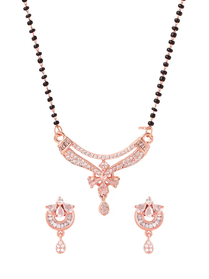 Yellow Chimes Bracelets Rosegold AD Mangalsutra Set Elegant Brass Design SHook Clasp 424cm Rose Gold Yellow Chimes Bracelets Rosegold AD Mangalsutra Set Elegant Brass Design SHook Clasp 424cm Rose Gold