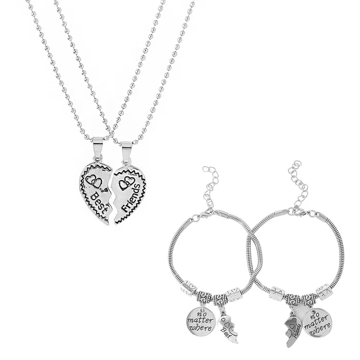 Yellow Chimes Bracelets Yellow Chimes 4 PCs Combo Best Friends Forever Silver Plated Heart Charm Couple Bracelet Pendent for Girls and Boys Unisex Yellow Chimes Bracelets Yellow Chimes 4 PCs Combo Best Friends Forever Silver Plated Heart Charm Couple Bracelet Pendent for Girls and Boys Unisex