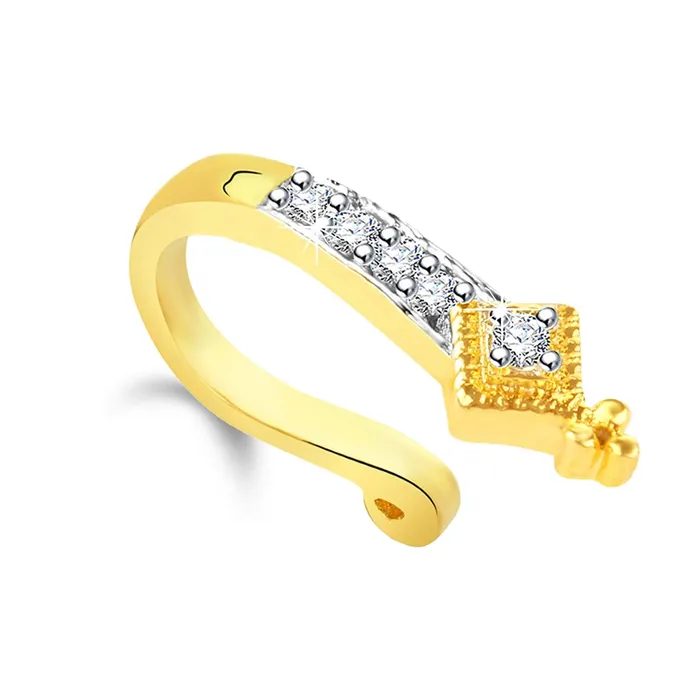 Yellow Chimes Bracelets Yellow Chimes A5 Grade American Diamond Traditional Gold Plated Without Piercing Combo Nose Pins for Women Girls