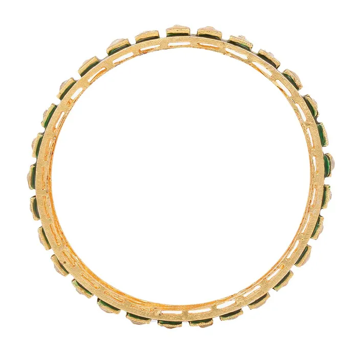 Yellow Chimes Bracelets Yellow Chimes Classic Design White Kundan Studded 4 PCs Traditional Gold Plated Bangles Set for Women and Girls 26