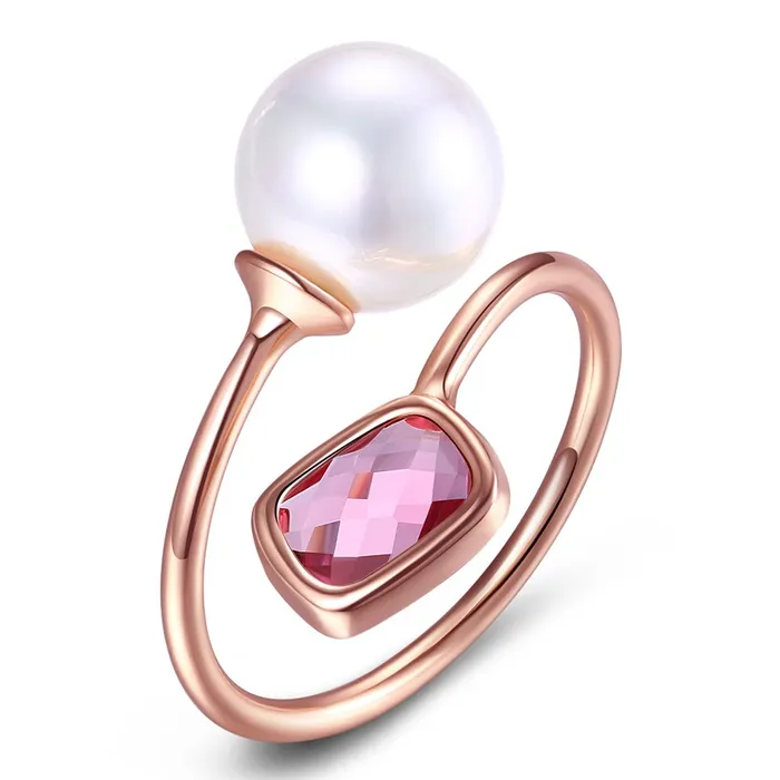 Yellow Chimes Bracelets Yellow Chimes Designer Square Crystal Pearl Rose Gold Adjustable Party Ring for Women Girls Yellow Chimes Bracelets Yellow Chimes Designer Square Crystal Pearl Rose Gold Adjustable Party Ring for Women Girls