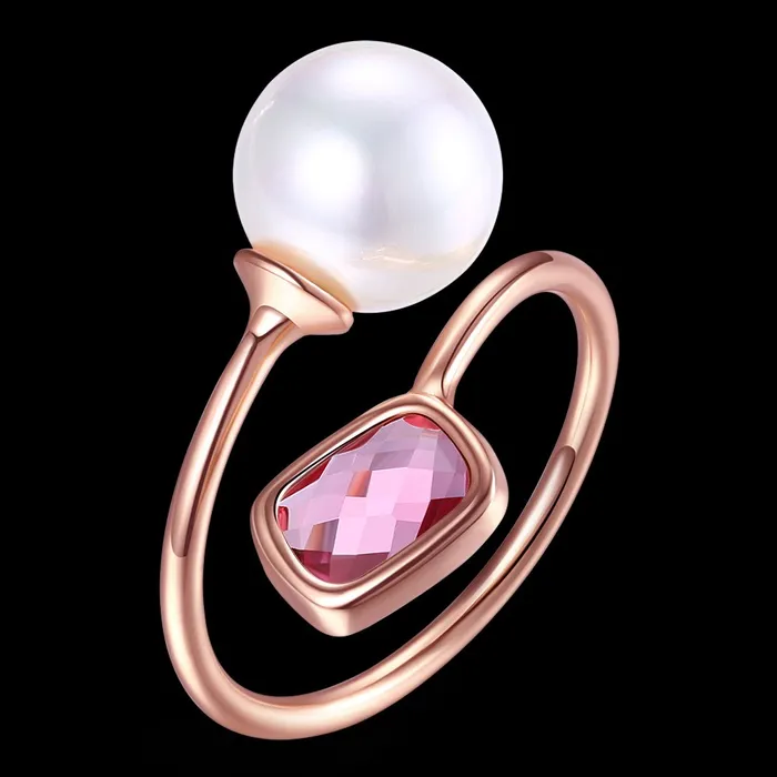 Yellow Chimes Bracelets Yellow Chimes Designer Square Crystal Pearl Rose Gold Adjustable Party Ring for Women Girls