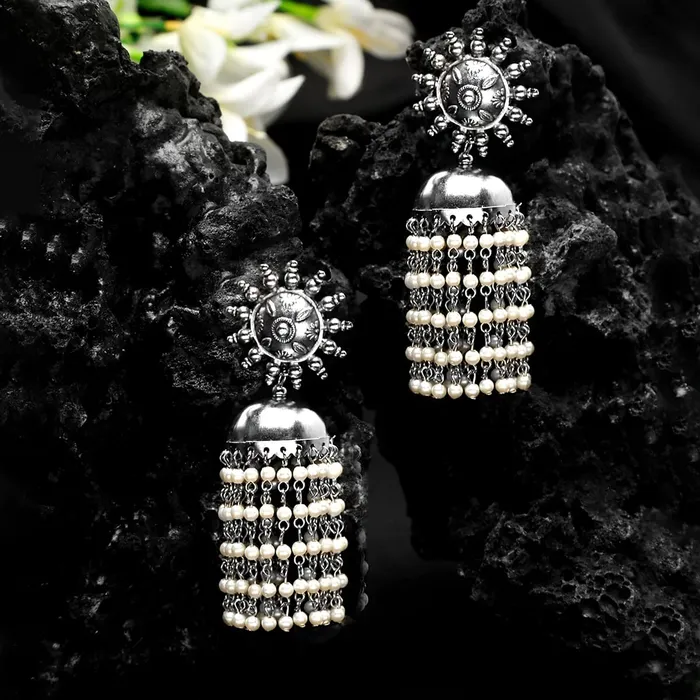 Yellow Chimes Bracelets Yellow Chimes Earrings for Women and Girls Traditional Beads Drop Silver Oxidised JhumkaGerman Silver Jhumki EarringsBirthday Gift For girls and women Anniversary Gift for Wife