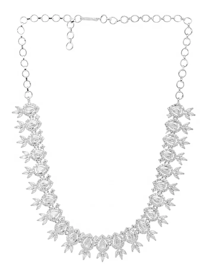 Yellow Chimes Bracelets Yellow Chimes Jewellery Set for Women American Diamond Bridal Wedding Multicolor AD Jewellery Necklace with Earring Set for Women and Girls Style 9