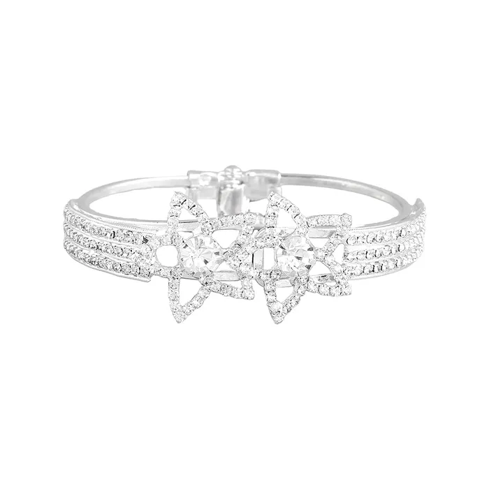 Yellow Chimes Bracelets Yellow Chimes Latest Fashion Silver Toned Flower Design Crystal Bracelet Kada for Women and Girls Yellow Chimes Bracelets Yellow Chimes Latest Fashion Silver Toned Flower Design Crystal Bracelet Kada for Women and Girls