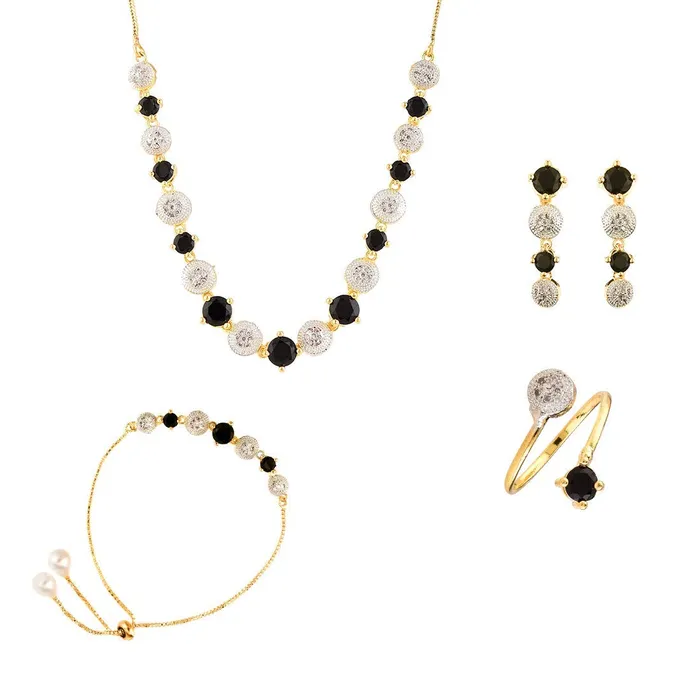 Yellow Chimes Bracelets Yellow Chimes Premium American Diamond Designer Sparkling Ruby Gold Plated Necklace Set With Bracelet Ring Classic Jewellery Set For Women Girls Black Yellow Chimes Bracelets Yellow Chimes Premium American Diamond Designer Sparkling Ruby Gold Plated Necklace Set With Bracelet Ring Classic Jewellery Set For Women Girls Black