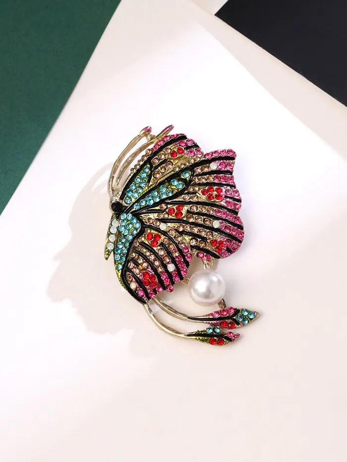 Yellow Chimes Brooch for Women Butterfly Shaped Brooch Fashionable Brooch for Girls and Women Multicolor1 Yellow Chimes Necklaces