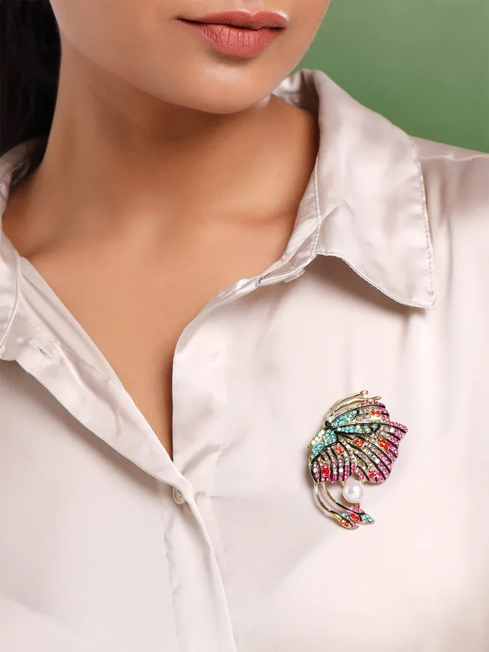Yellow Chimes Brooch for Women Butterfly Shaped Brooch Fashionable Brooch for Girls and Women Multicolor1 Yellow Chimes Necklaces