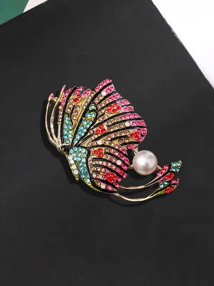 Yellow Chimes Brooch for Women Butterfly Shaped Brooch Fashionable Brooch for Girls and Women Multicolor1 Yellow Chimes Necklaces