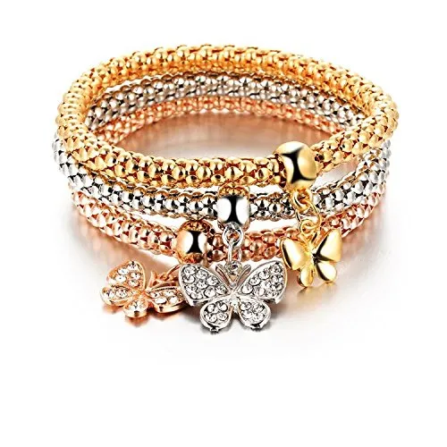 Yellow Chimes Butterfly Alloy Charms 3 Piece Bracelet for Women Girls Yellow Chimes Necklaces Yellow Chimes Butterfly Alloy Charms 3 Piece Bracelet for Women Girls Yellow Chimes Necklaces