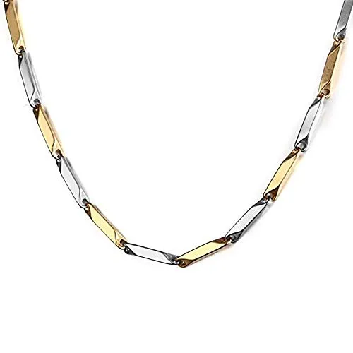 Yellow Chimes Classic Stainless Steel Dual Toned Rice Chain Necklace by Yellow Chimes Silver Plated Chain for Men Silver Gold YCSSCH214RICEGLSL Yellow Chimes Necklaces Yellow Chimes Classic Stainless Steel Dual Toned Rice Chain Necklace by Yellow Chimes Silver Plated Chain for Men Silver Gold YCSSCH214RICEGLSL Yellow Chimes Necklaces