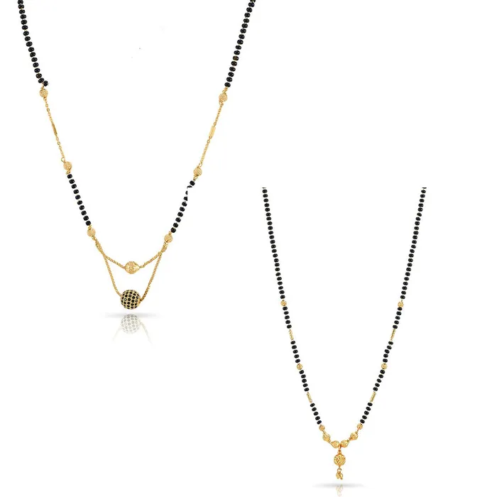 Yellow Chimes Combo of 2 PCs Ethnic Traditional Gold Plated Black Beads Mangalsutra Pendant Necklace for Women and Girls Yellow Chimes Earrings