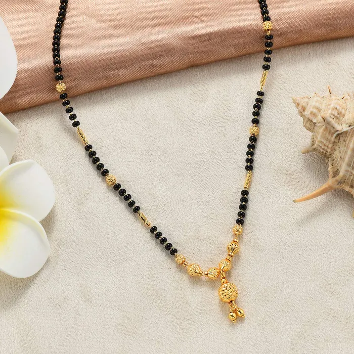Yellow Chimes Combo of 2 PCs Ethnic Traditional Gold Plated Black Beads Mangalsutra Pendant Necklace for Women and Girls Yellow Chimes Earrings