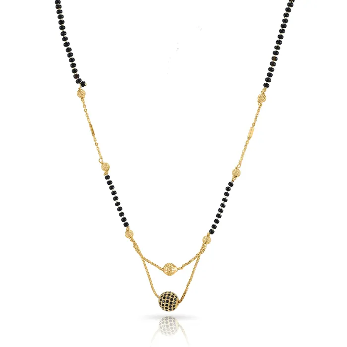 Yellow Chimes Combo of 2 PCs Ethnic Traditional Gold Plated Black Beads Mangalsutra Pendant Necklace for Women and Girls Yellow Chimes Earrings