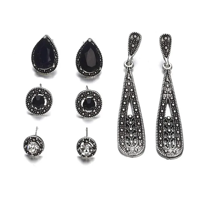 Yellow Chimes Combo of Four Pairs Black Stone Oxidized Silver Crystal Studs Dangle Earrings For Women And Girls Yellow Chimes Bracelets Yellow Chimes Combo of Four Pairs Black Stone Oxidized Silver Crystal Studs Dangle Earrings For Women And Girls Yellow Chimes Bracelets