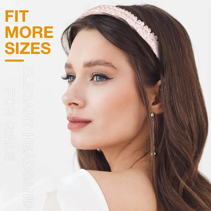 Yellow Chimes Crystal Rhinestone Headband Peach Headband for Women and Girls Pack of 1 Melbees by Yellow Chimes Earrings