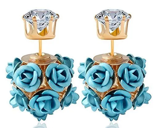 Yellow Chimes Designer Double Sided Fancy Wear Rose Earrings for Girls Women Yellow Chimes Necklaces Yellow Chimes Designer Double Sided Fancy Wear Rose Earrings for Girls Women Yellow Chimes Necklaces