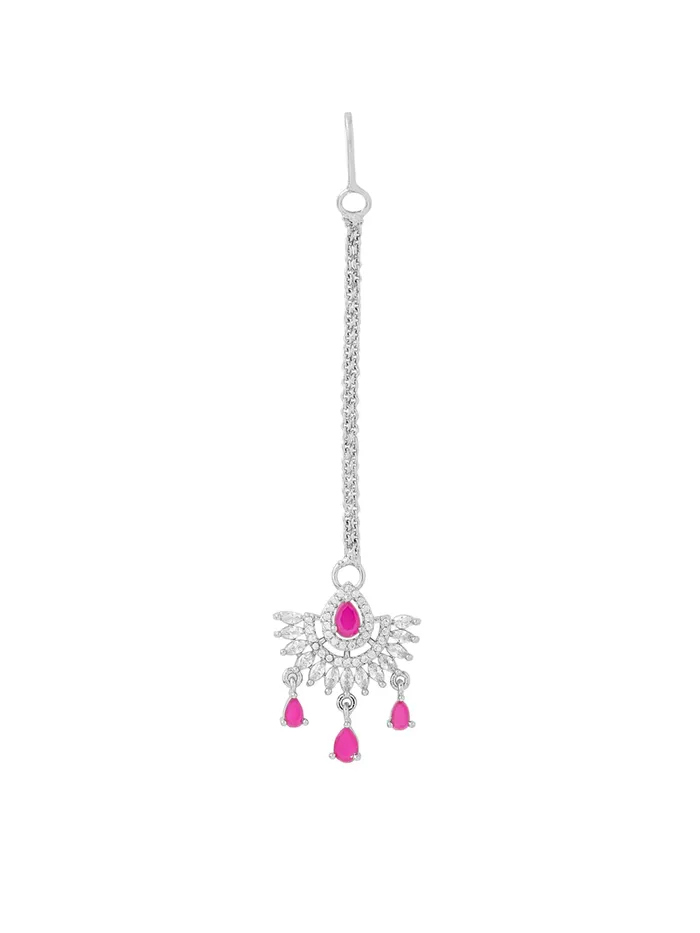Yellow Chimes Earrings AD Maang Tikka Silver Plated American Diamond Traditional 15 cm Pink White Yellow Chimes Earrings AD Maang Tikka Silver Plated American Diamond Traditional 15 cm Pink White