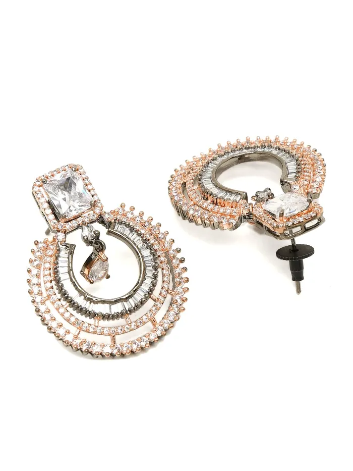 Yellow Chimes Earrings for Women American Diamond Earrings RhodiumPlated RoseGold White ADStudded Drop Earrings for Women and Girls Yellow Chimes Necklaces