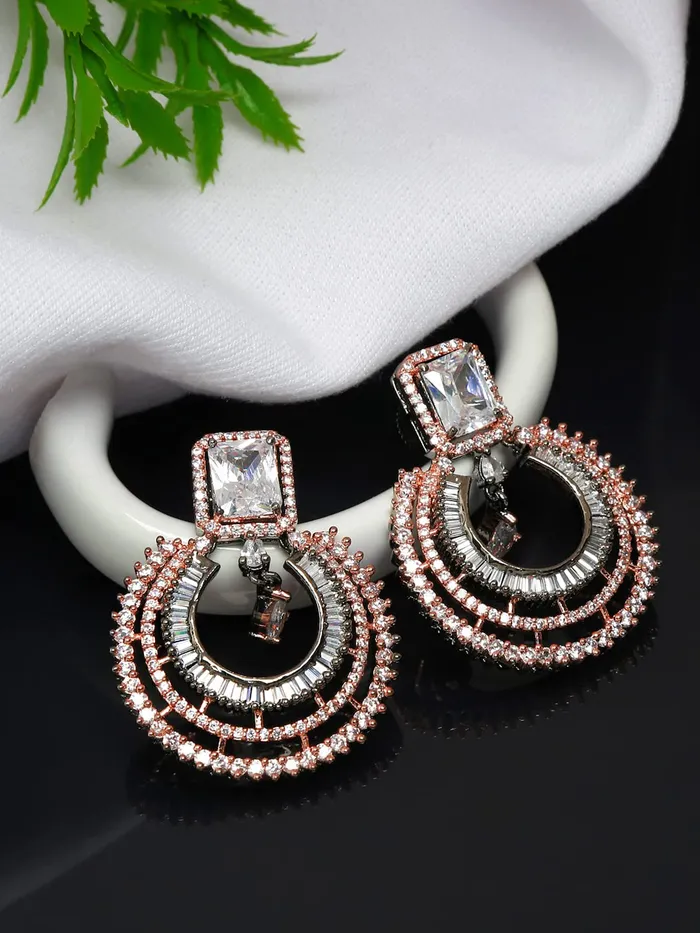 Yellow Chimes Earrings for Women American Diamond Earrings RhodiumPlated RoseGold White ADStudded Drop Earrings for Women and Girls Yellow Chimes Necklaces