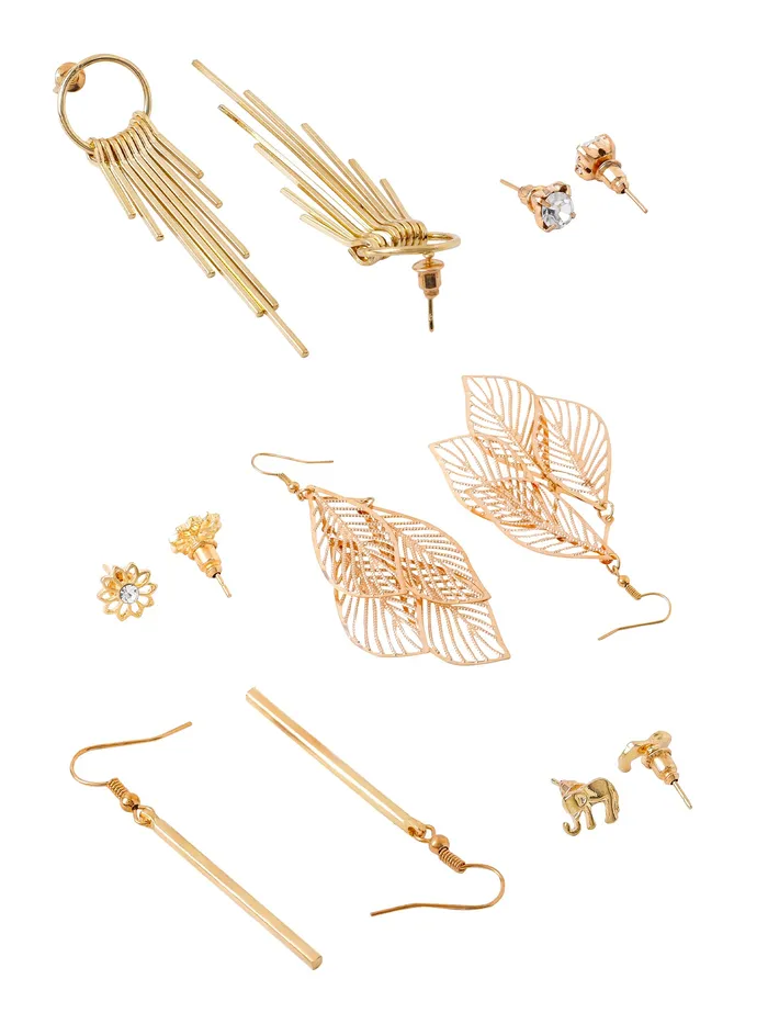 Yellow Chimes Earrings for Women and Girls Dangler Gold Toned Combo of 6 Pairs Studs Danglers Earrings Birthday Gift for girls and women Anniversary Gift for Wife Yellow Chimes Earrings