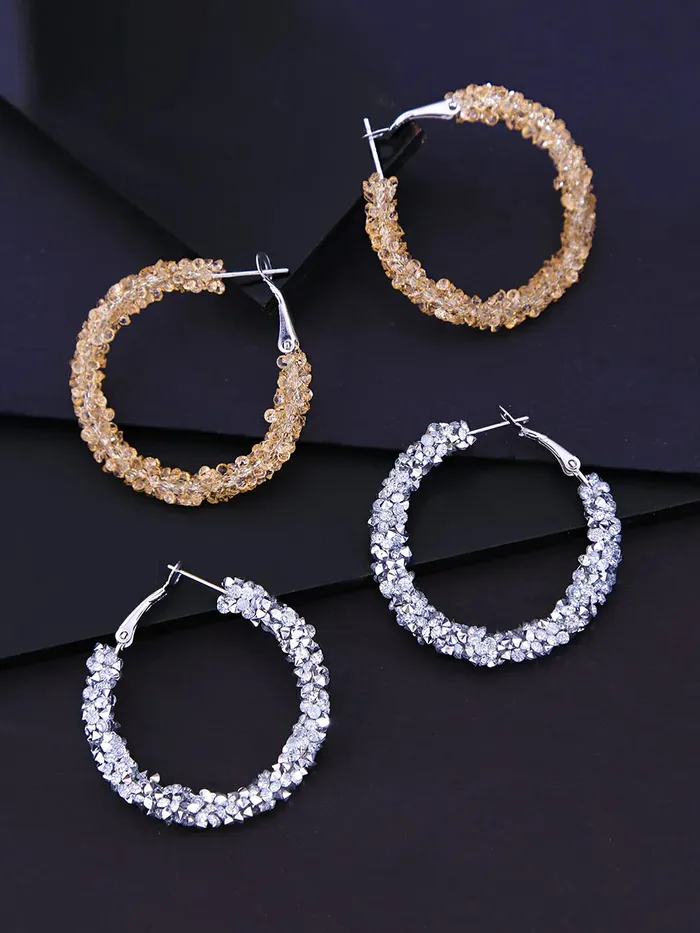 Yellow Chimes Earrings for Women and Girls Fashion Silver Gold Hoop Earrings 2 Pairs Silver Gold Toned Stardust Hoops Earring Set Birthday Gift for Girls Women Anniversary Gift for Wife Yellow Chimes Necklaces