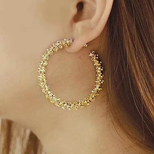 Yellow Chimes Earrings for Women and Girls Fashion Silver Gold Hoop Earrings 2 Pairs Silver Gold Toned Stardust Hoops Earring Set Birthday Gift for Girls Women Anniversary Gift for Wife Yellow Chimes Necklaces