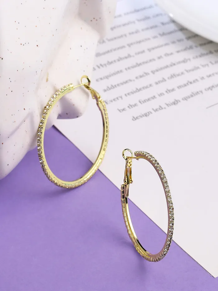Yellow Chimes Earrings for Women and Girls Hoop Earrings for Girls Gold Toned Crystal Studded Hoop Earrings Birthday Gift for girls and women Anniversary Gift for Wife Yellow Chimes Necklaces