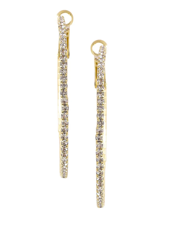 Yellow Chimes Earrings for Women and Girls Hoop Earrings for Girls Gold Toned Crystal Studded Hoop Earrings Birthday Gift for girls and women Anniversary Gift for Wife Yellow Chimes Necklaces