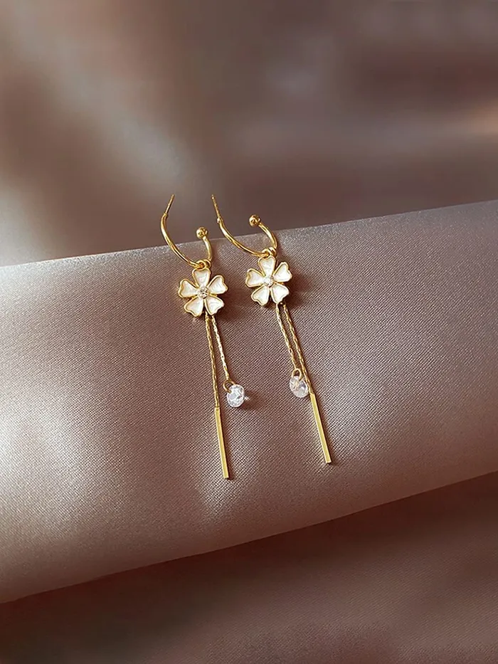 Yellow Chimes Earrings for Women and Girls Pearl Dangler Gold Toned Floral Designed Long Danglers Earrings Birthday Gift for girls and women Anniversary Gift for Wife Yellow Chimes Earrings