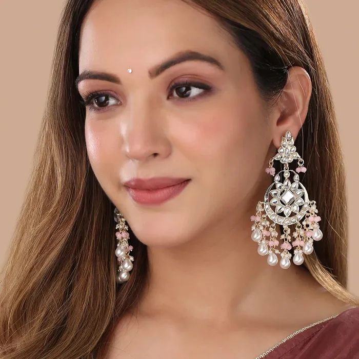Yellow Chimes Earrings for Women and Girls Traditional Kundan Dangler Earrings Gold Plated Beads Long Dangler Earrings Birthday Gift for girls and women Anniversary Gift for Wife Yellow Chimes Earrings