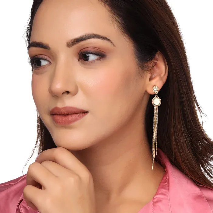 Yellow Chimes Earrings For Women Gold Tone Elegant Long Tassel Chain Drop Dangle Earrings For Women and Girls Yellow Chimes Earrings