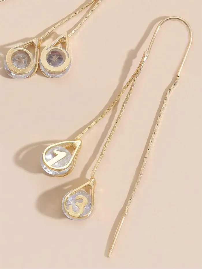 Yellow Chimes Earrings For Women Gold Toned Crystal Studded Tear Drop Shape Chain Tassel Dangler Earrings For Women and Girls Yellow Chimes Necklaces