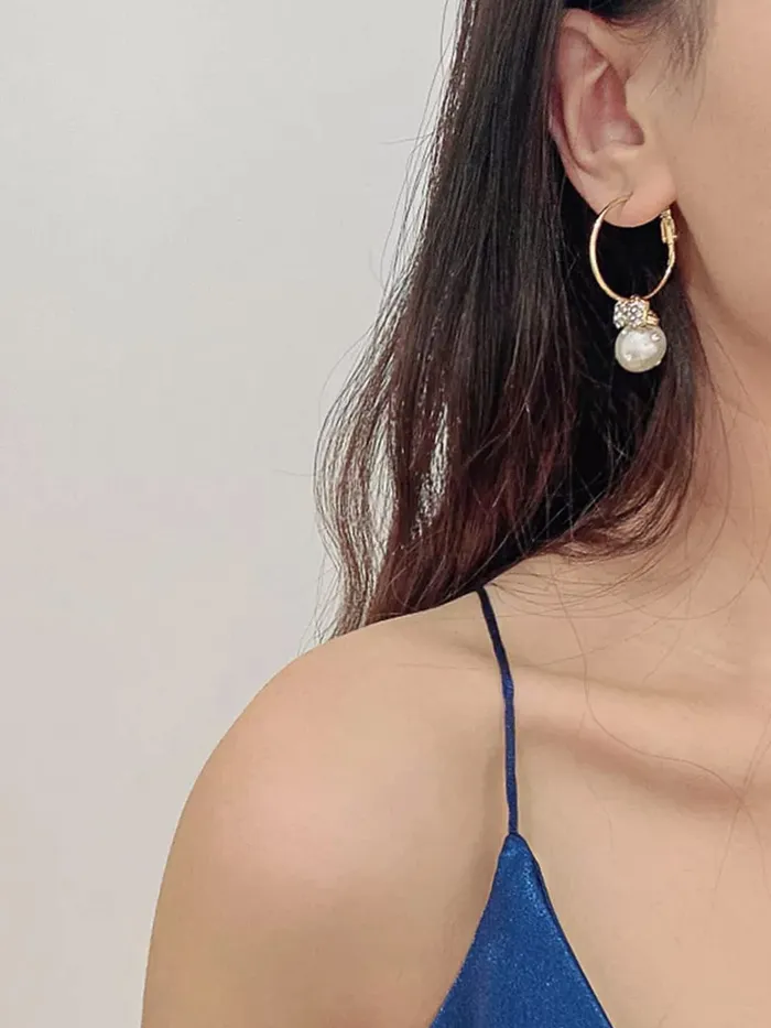 Yellow Chimes Earrings For Women Gold Toned Open Circle Hoop With Crystal Studded Butterfly Round Pearl Hanging Drop Earrings For Women and Girls Yellow Chimes Necklaces