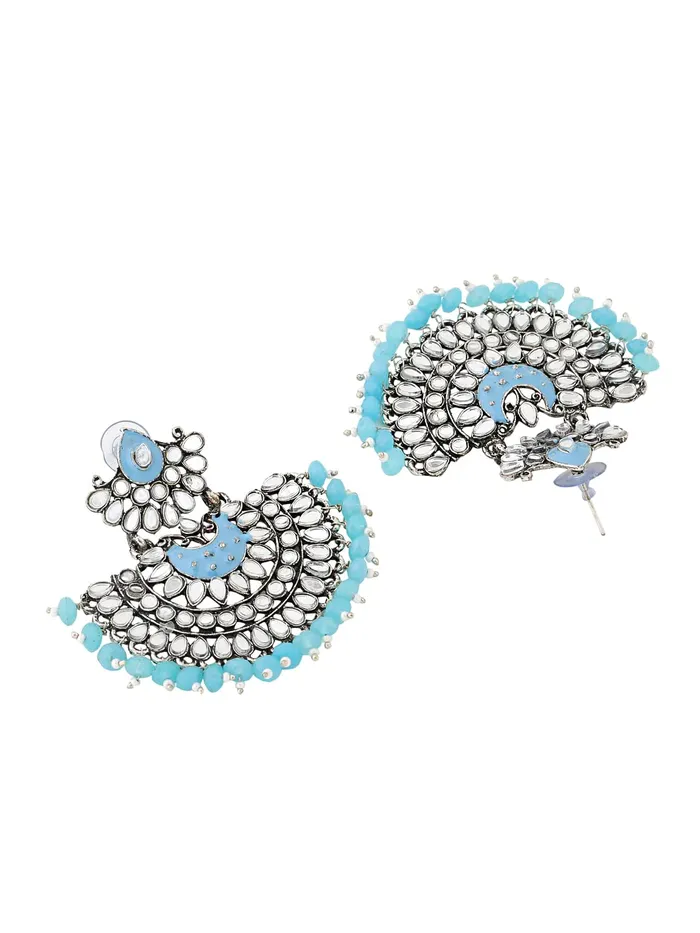 Yellow Chimes Earrings For Women Long Chandbali Blue Pearl and Stone Studded Elegant Earrings For Women and Girls Yellow Chimes Necklaces