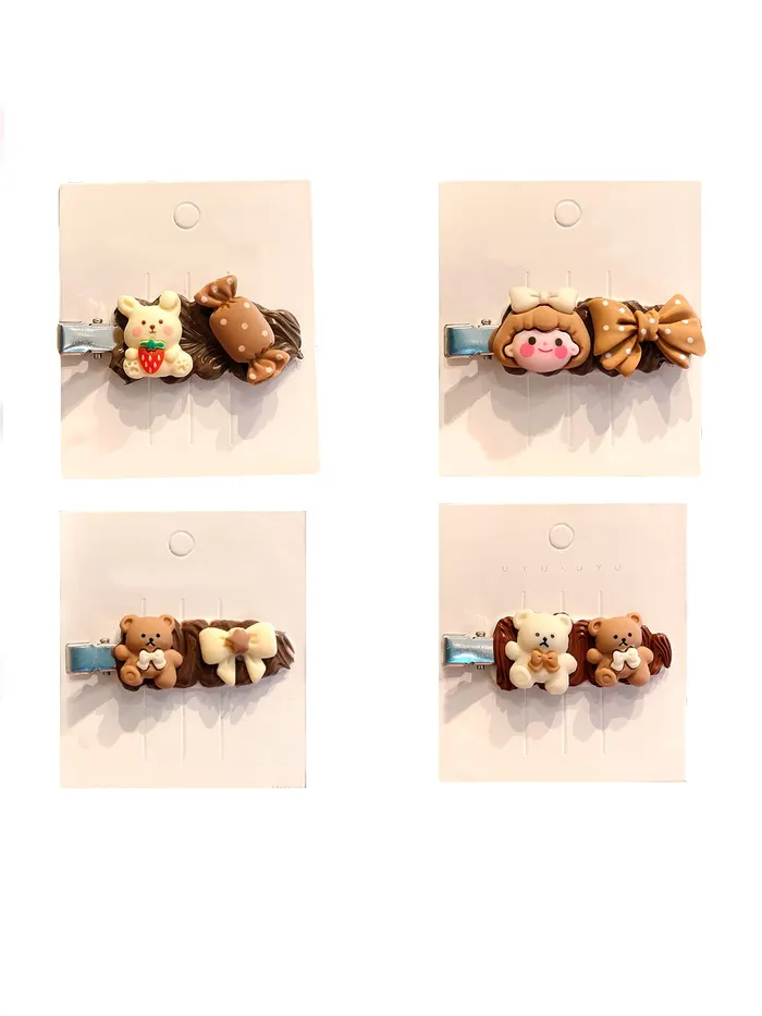 Yellow Chimes Earrings Melbees by Yellow Chimes Hair Clips for Girls 3 Pcs Hairclip Cute Teddy Bear Hair Clips for Girls Alligator Hair Clip for Kids and Girls Hair Accessories