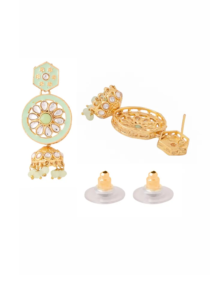 Yellow Chimes Earrings Traditional Gold Plated Necklace Set with SemiPrecious Beads 41 cm Green Womens Jewellery Set